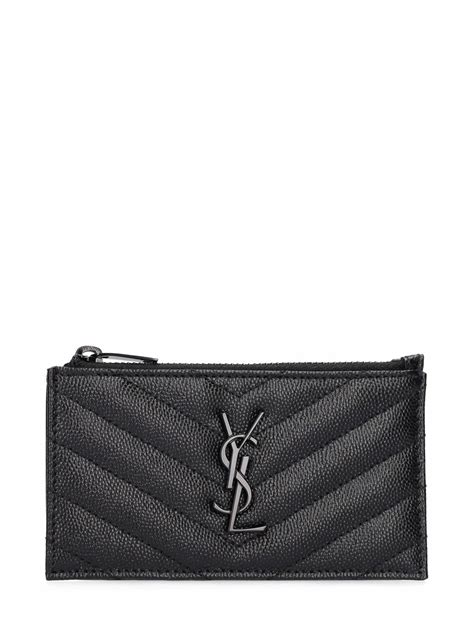 saint laurent leather zip card holder